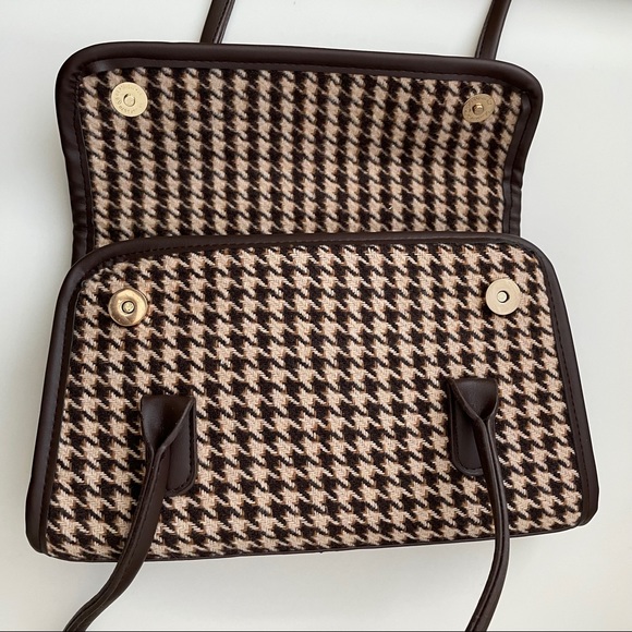 Tweed long strap houndstooth shoulder bag - Picture 6 of 8